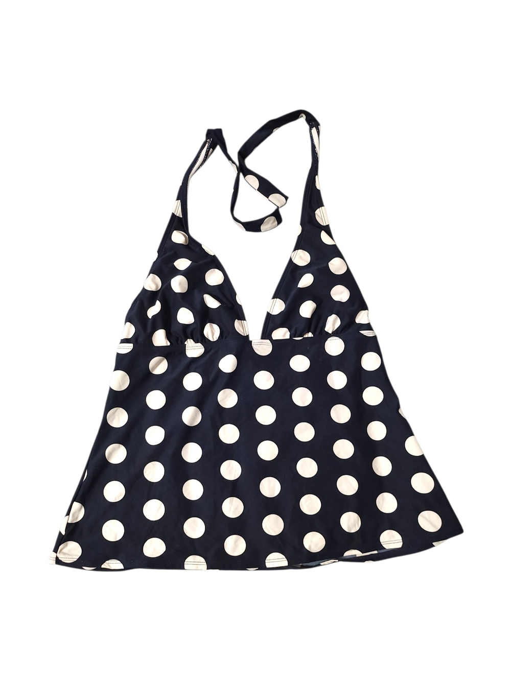 Liz Claiborne Swimwear Women's Navy White Polka Dot Halter Tankini Swim Top